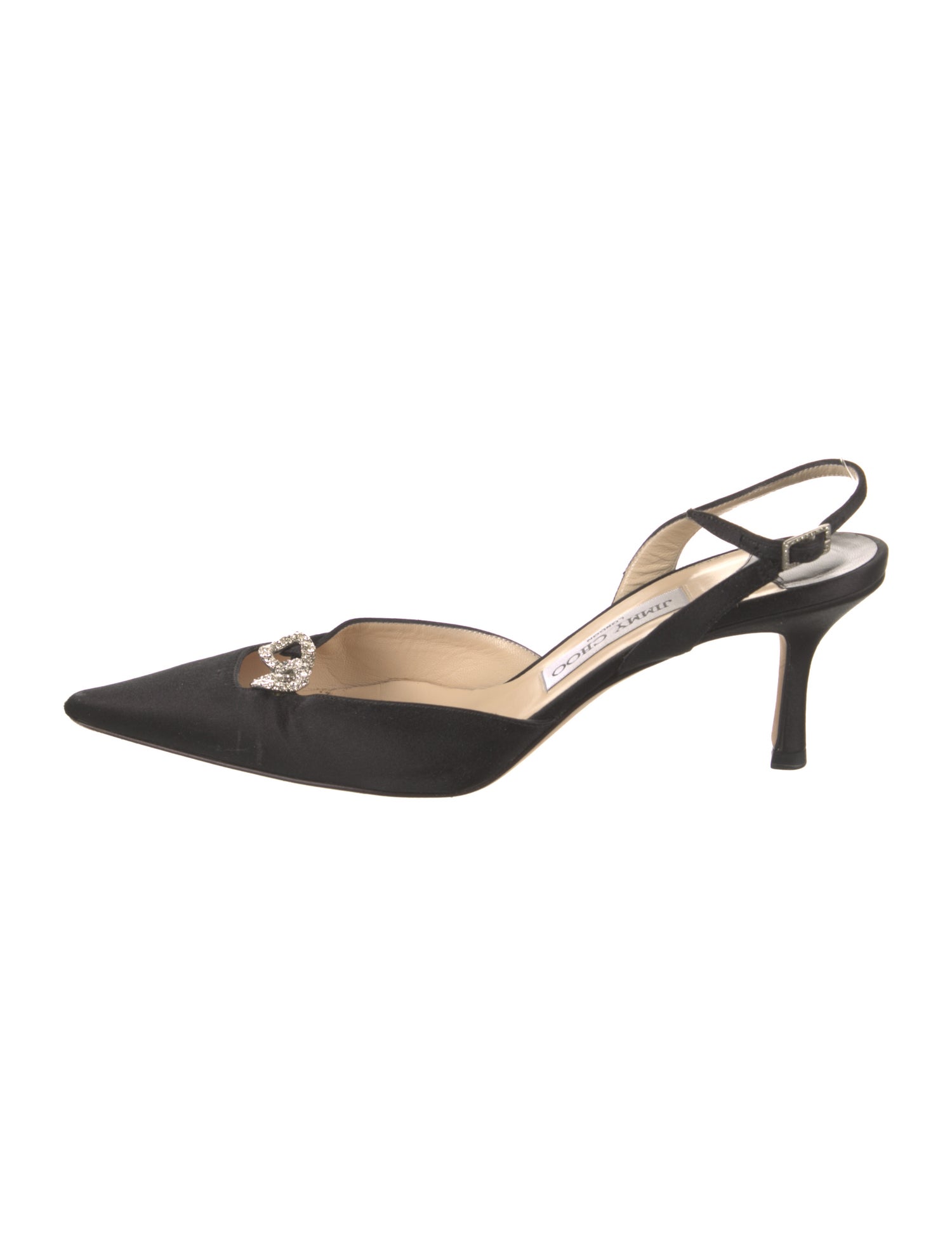 Jimmy Choo Satin Crystal Embellishments Slingback Pumps