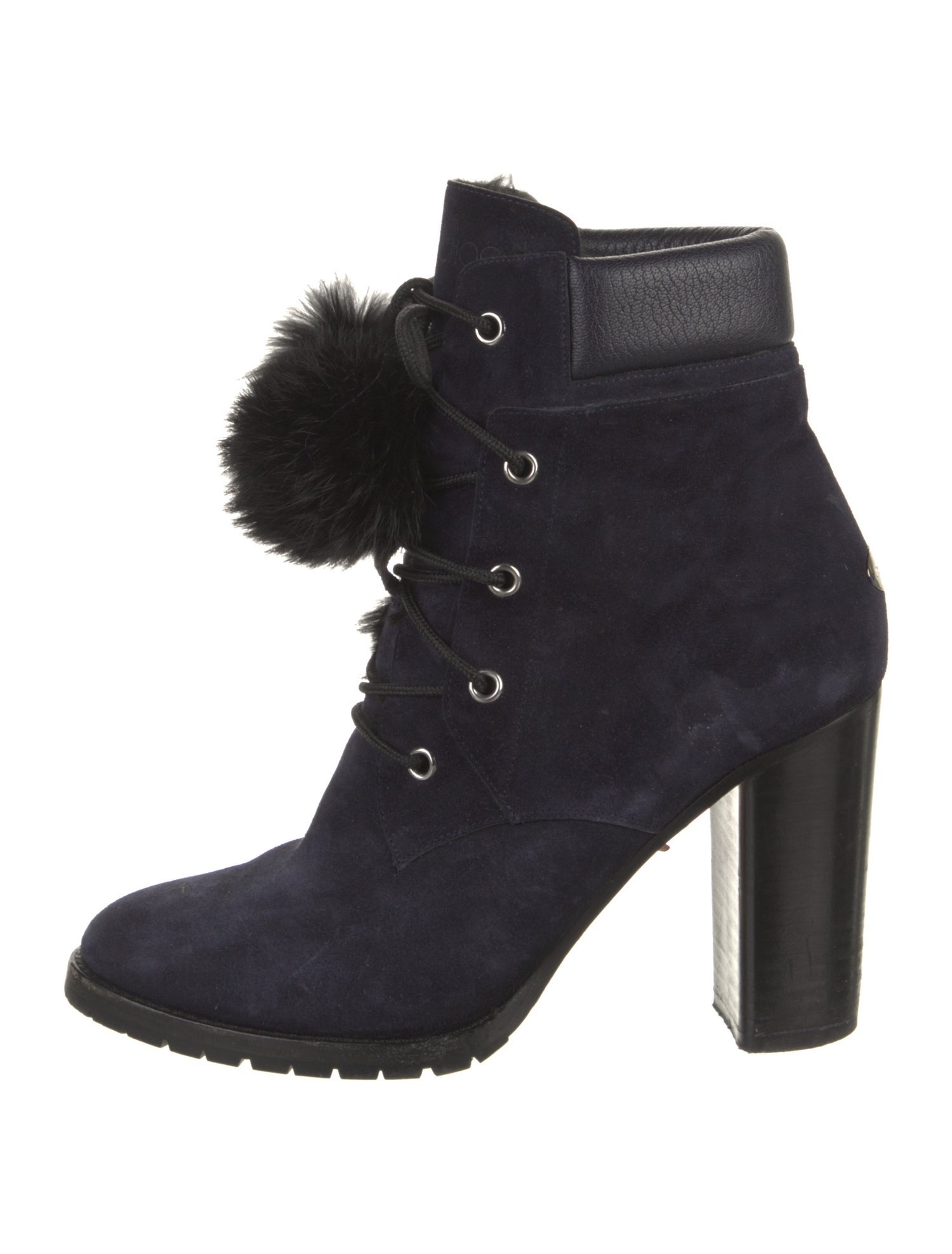 Jimmy Choo Suede Pom-Pom Embellishments Lace-Up Boots