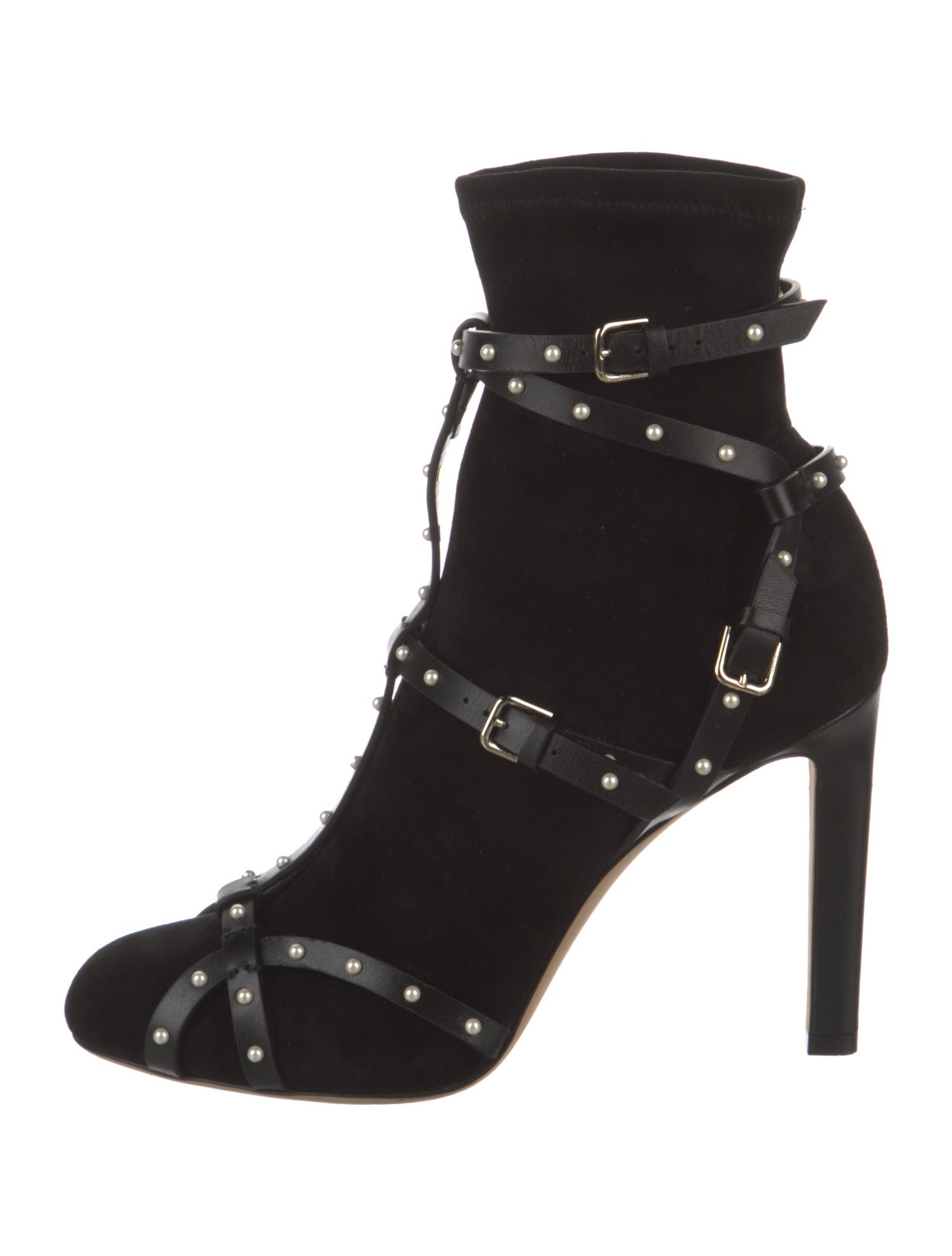 Jimmy Choo Faux Pearl Accents Suede Lace-Up Boots