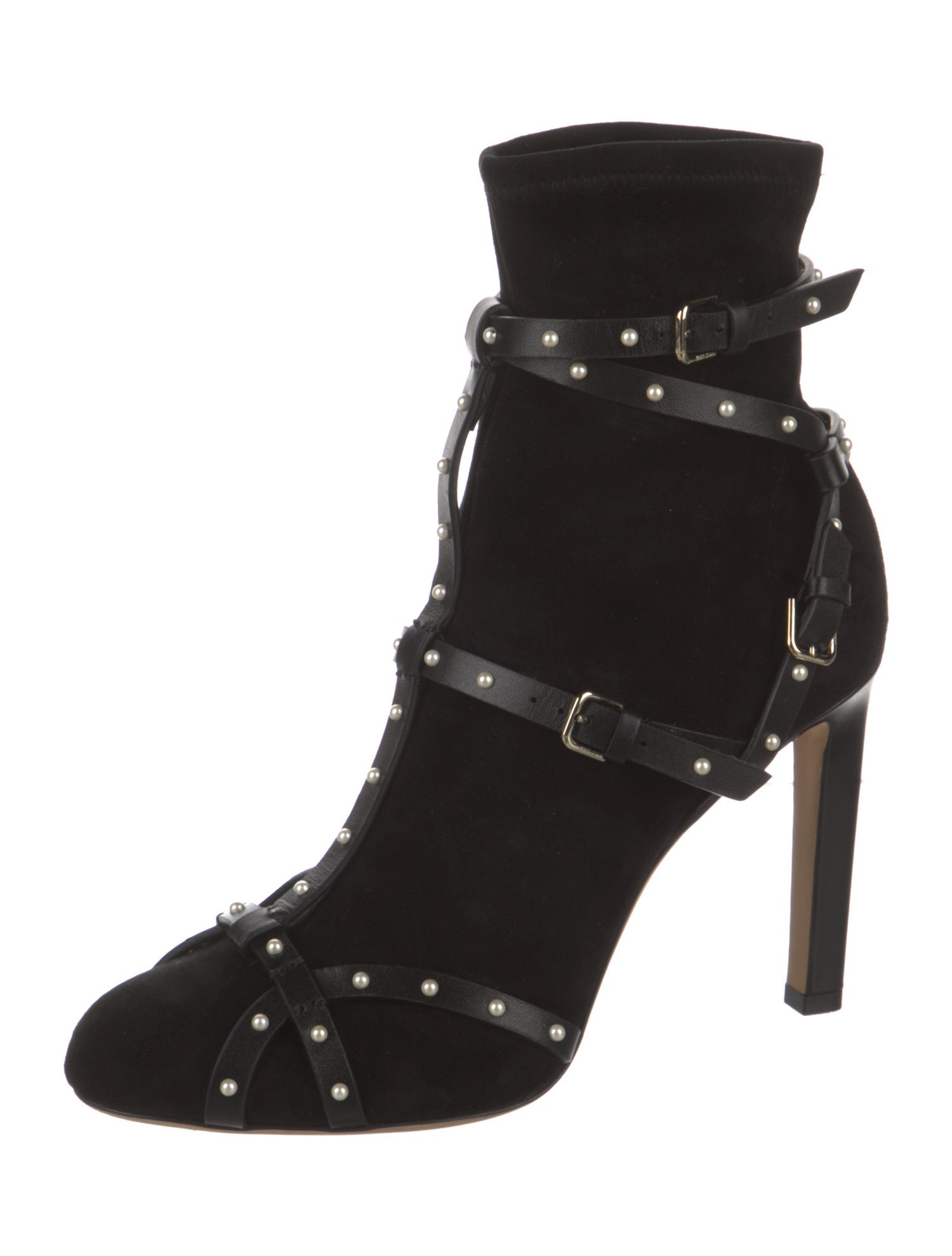 Jimmy Choo Faux Pearl Accents Suede Lace-Up Boots