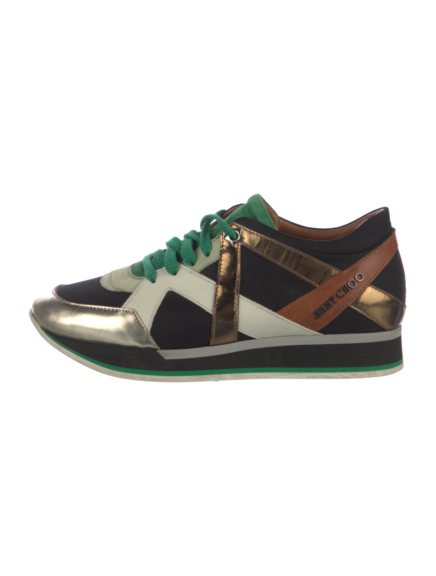 Jimmy Choo Nylon Colorblock Pattern Sneakers
