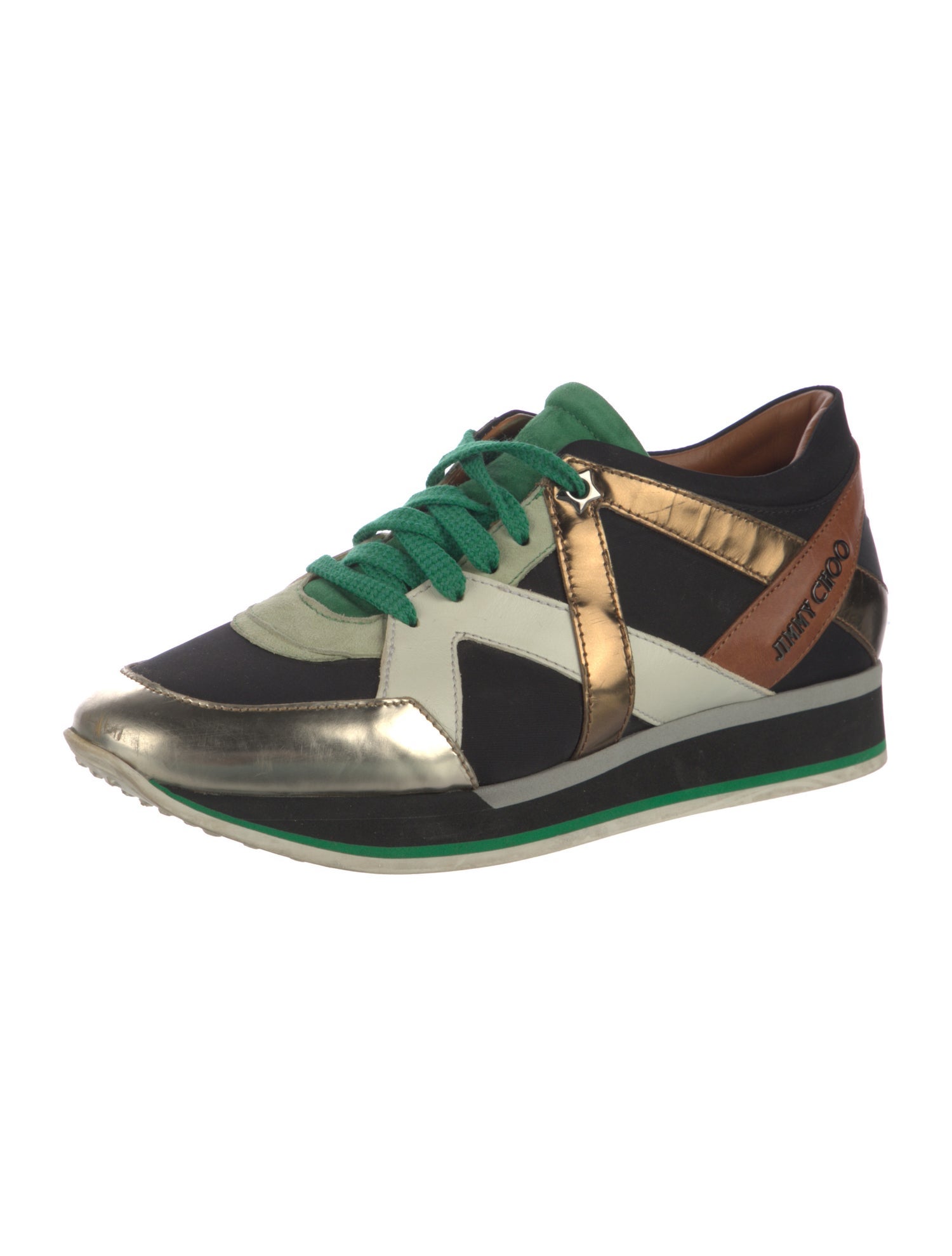 Jimmy Choo Nylon Colorblock Pattern Sneakers