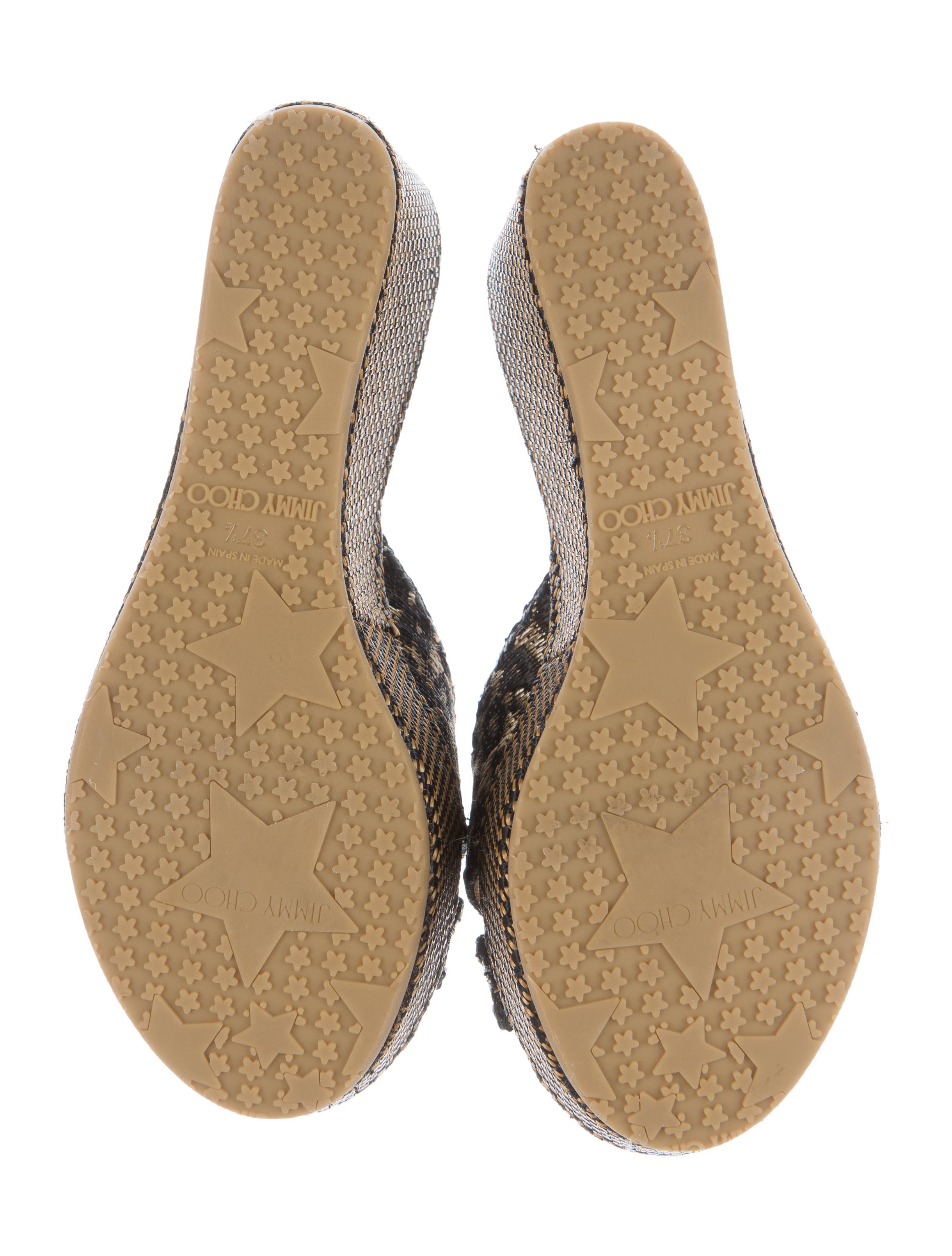 Jimmy Choo Straw Woven Wedge Sandals - Shoes - JIM50290 | The RealReal