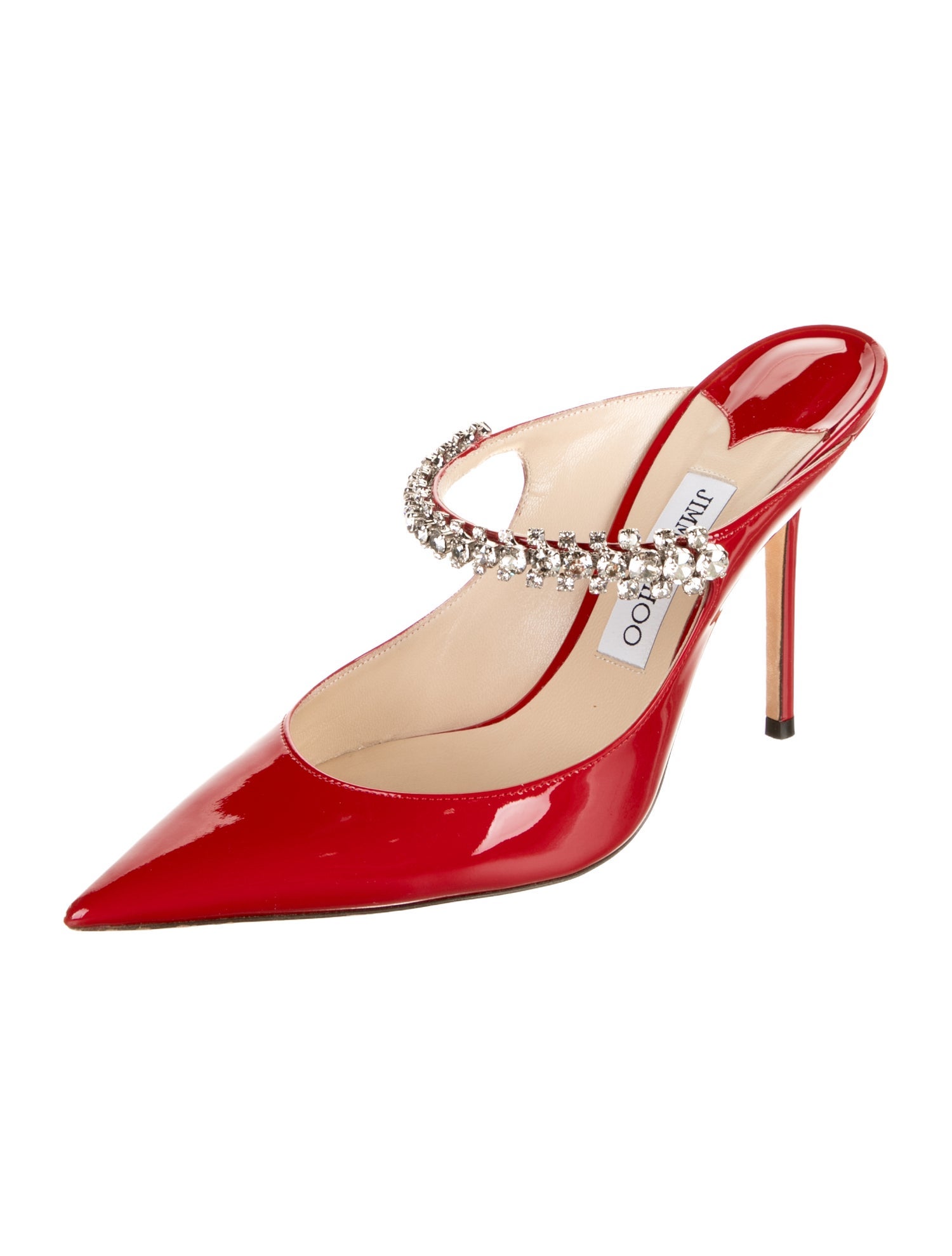 Jimmy Choo Patent Leather Crystal Embellishments Mules