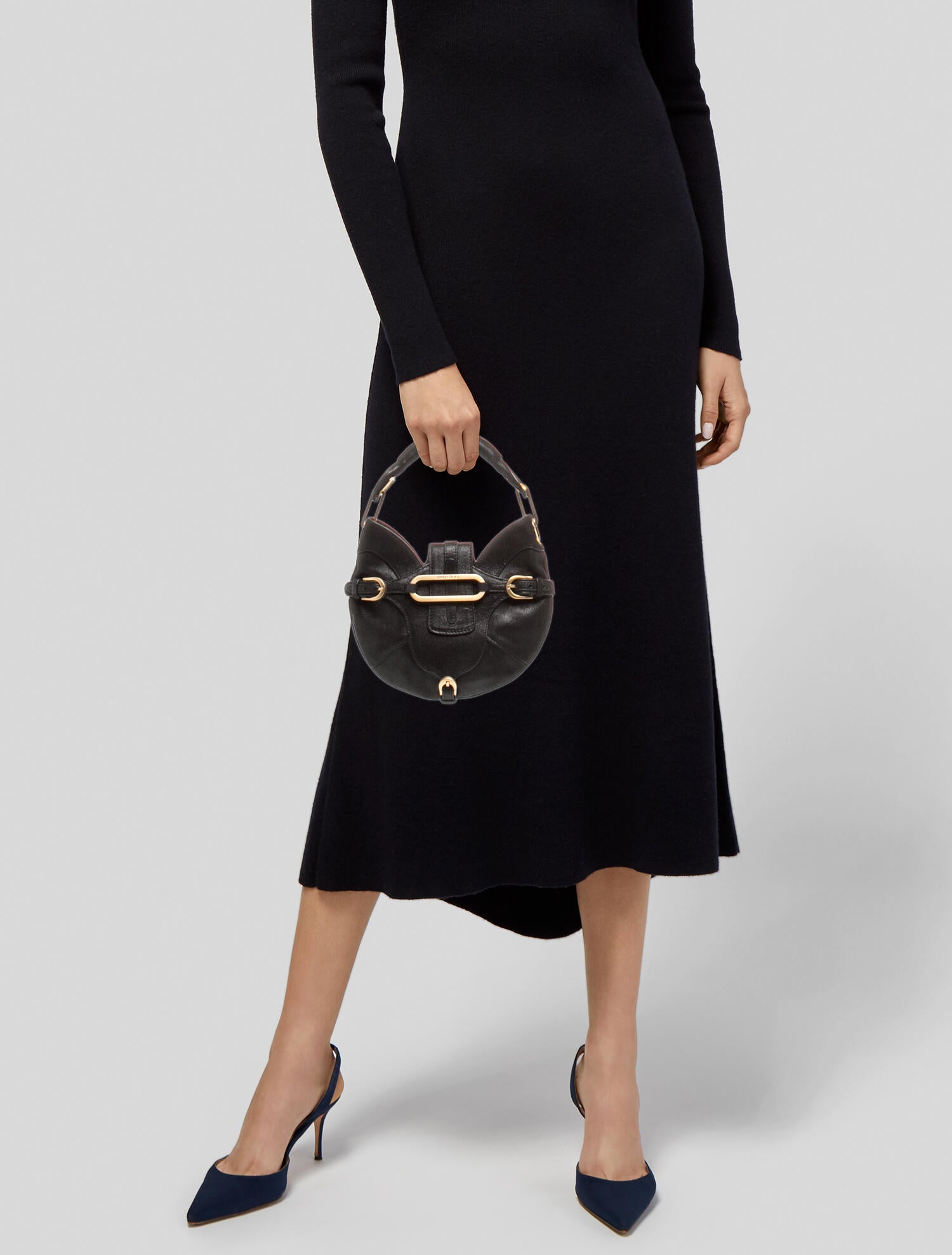 Franco Parmeggiani Franco Parmeggiani Embossed Leather Handle Bag