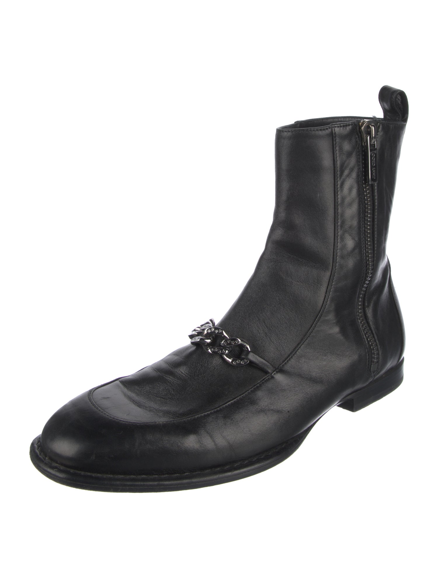 Jimmy Choo Leather Chain-Link Accents Boots