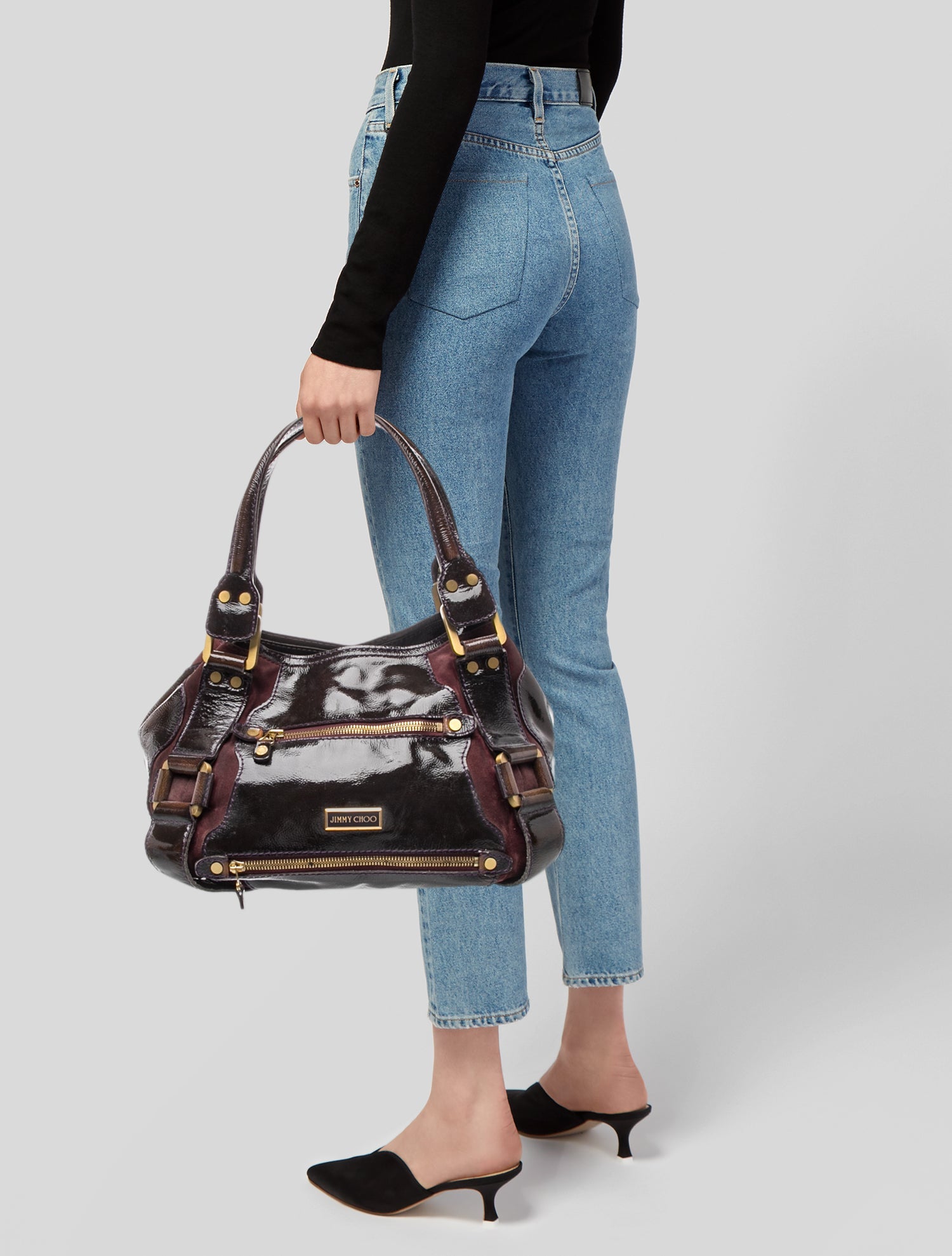 Jimmy Choo Patent Leather Shoulder Bag - Brown Shoulder Bags
