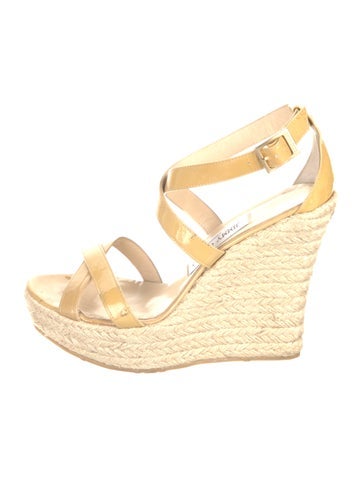 Pre-owned Jimmy Choo Patent Leather Espadrilles In Neutrals