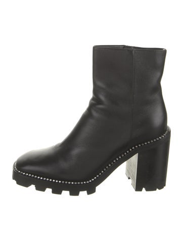 Pre-owned Jimmy Choo Leather Crystal Embellishments Moto Boots In Black