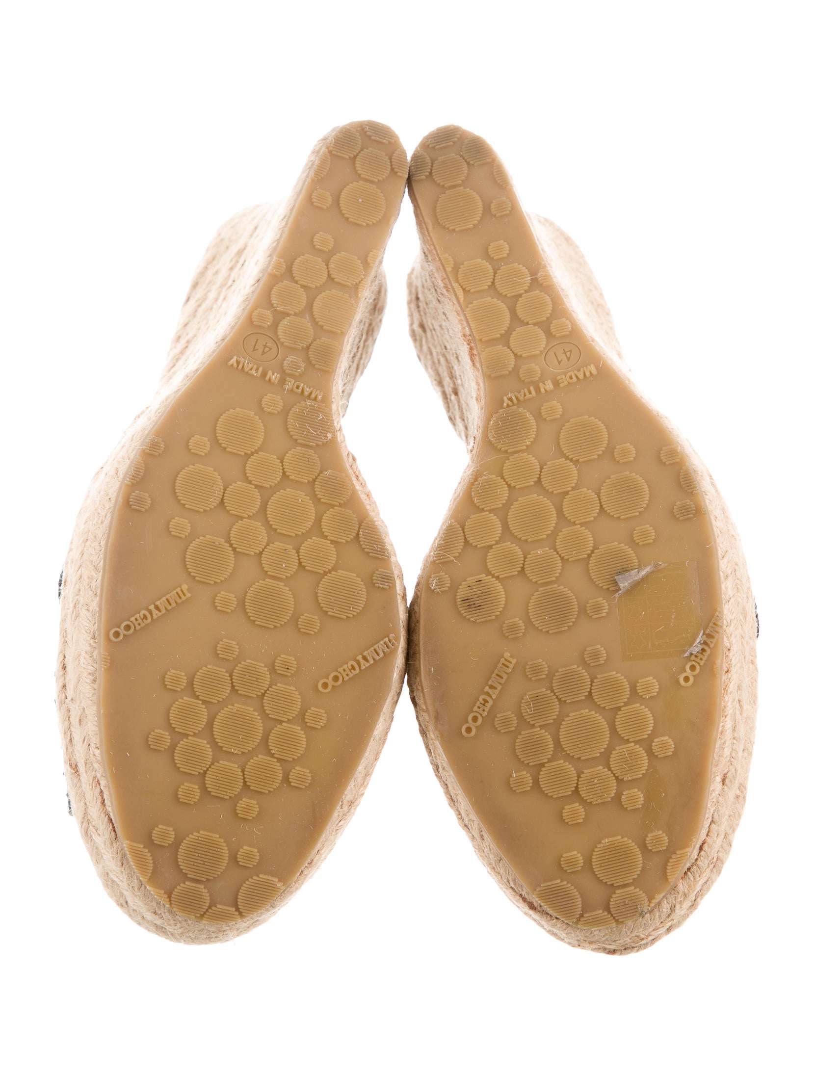 Jimmy Choo Embossed Leather Espadrille Wedges Shoes JIM61023 The