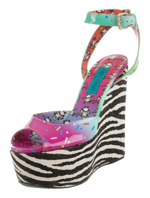 Jimmy Choo Rob Pruitt Zebra Print Confetti Wedges