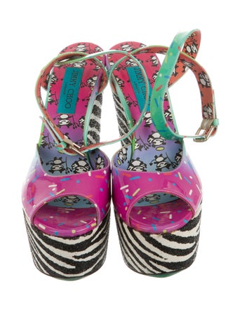 Jimmy Choo Rob Pruitt Zebra Print Confetti Wedges