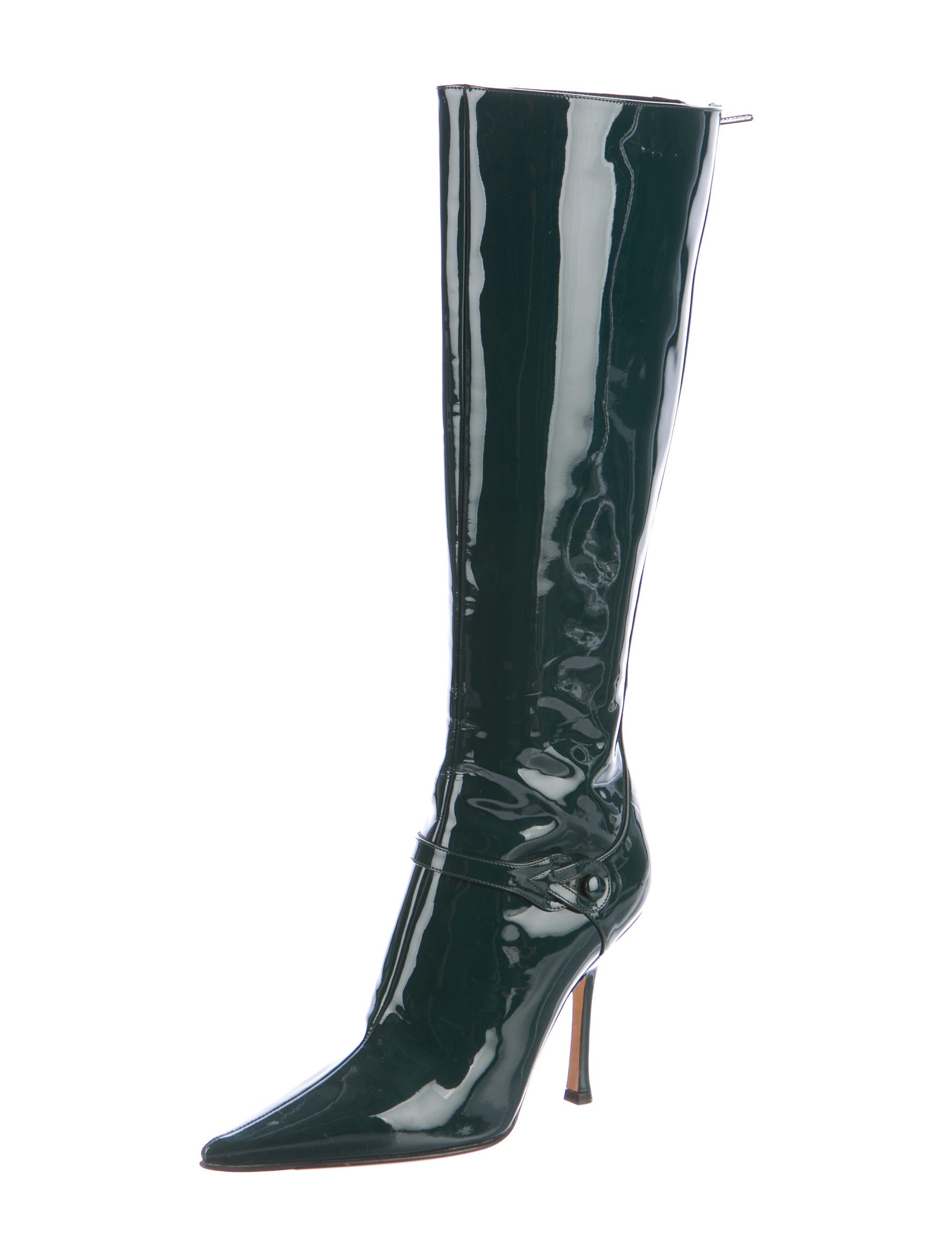 Jimmy Choo Patent Leather KneeHigh Boots Green Boots, Shoes