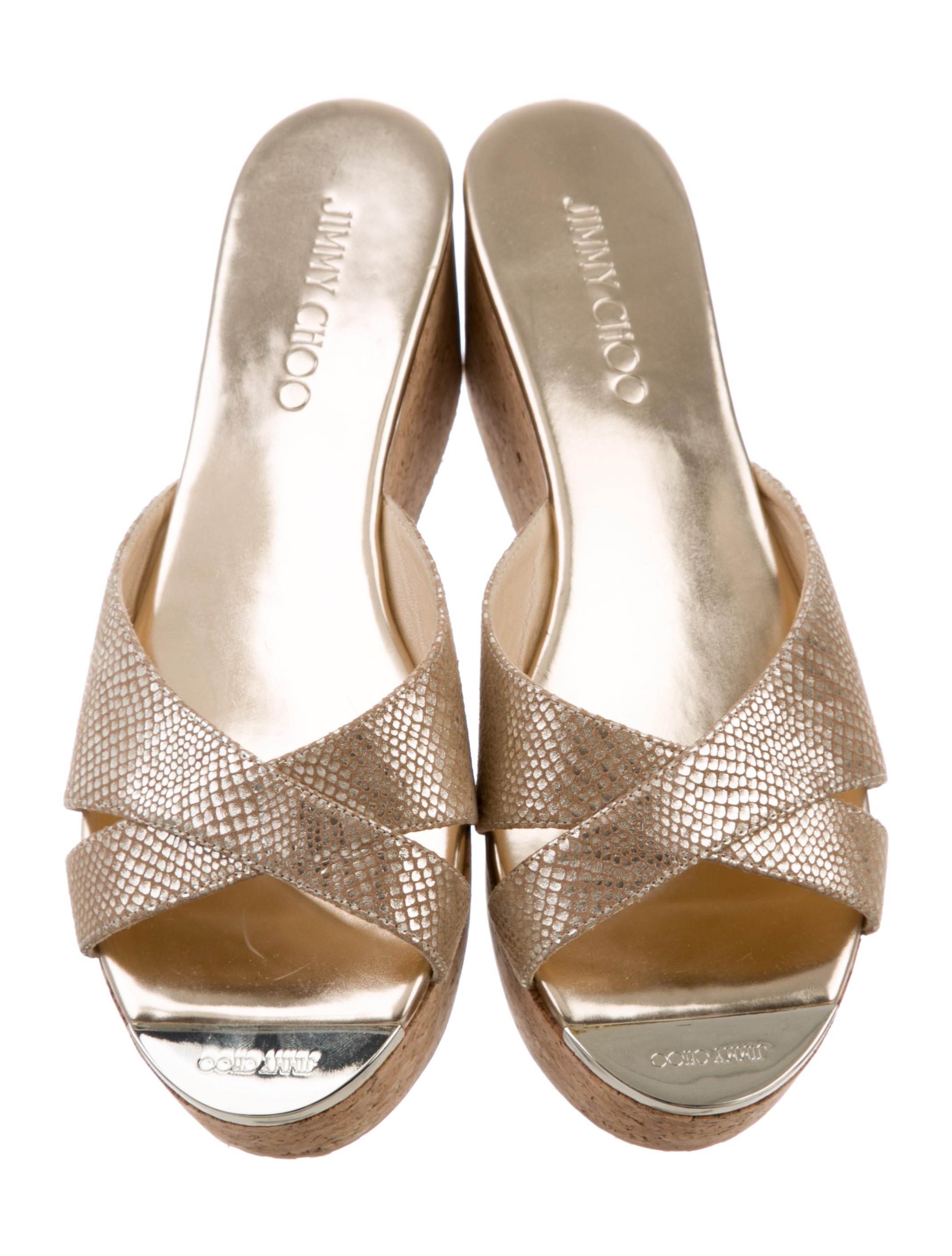jimmy choo embossed slide sandals