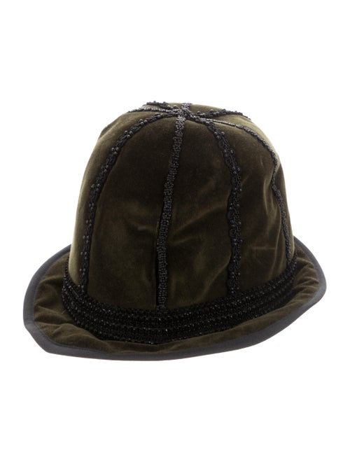 Jill Stuart Embroidered Velvet Hat green