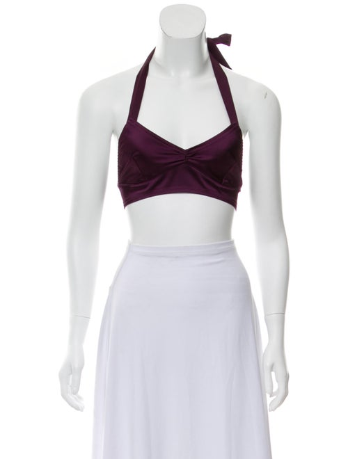 Jill Stuart Halterneck Sleeveless Crop Top Purple