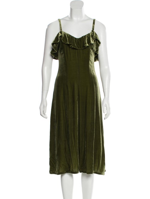 Jill Stuart Velvet Midi Dress green
