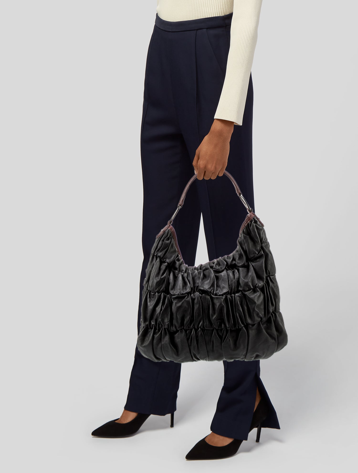 ★JILLSTUART★ Of Black Slouchy Hobo Bag JLBA5E500BK Jill Stuart Leather Hobo - Black Hobos, Handbags - JIS28378