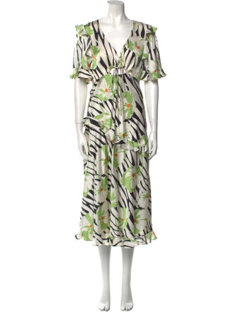 Jill Stuart Floral Print Midi Length Dress