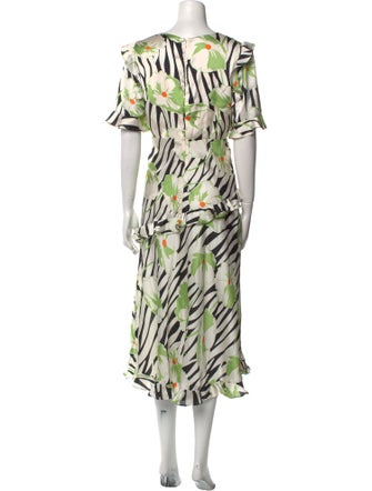 Jill Stuart Floral Print Midi Length Dress