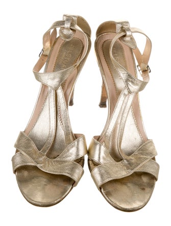 Jill Stuart Leather Animal Print T-Strap Sandals