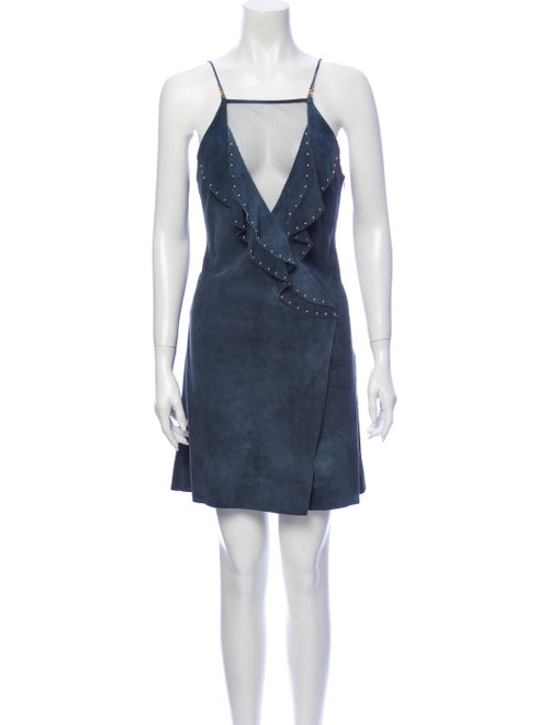 Jitrois Leather Mini Dress Blue