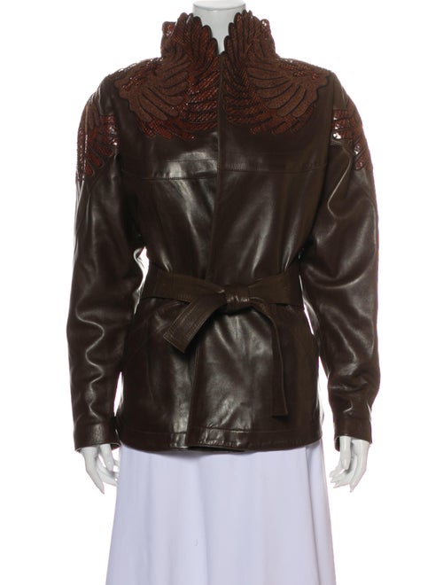 Jitrois Leather Biker Jacket Brown