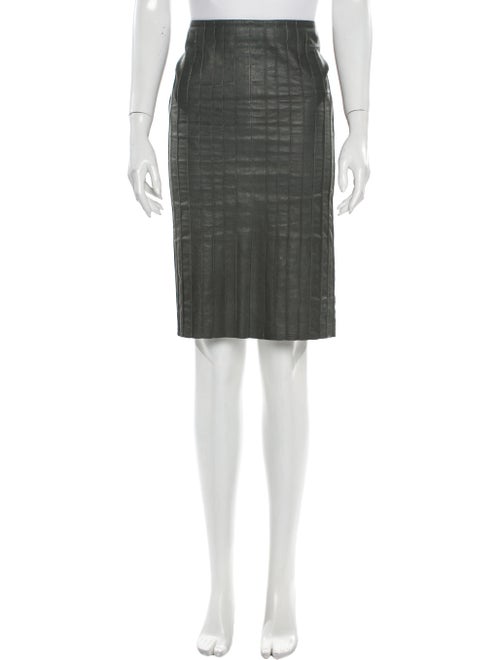 Jitrois Lamb Leather Knee-Length Skirt Green