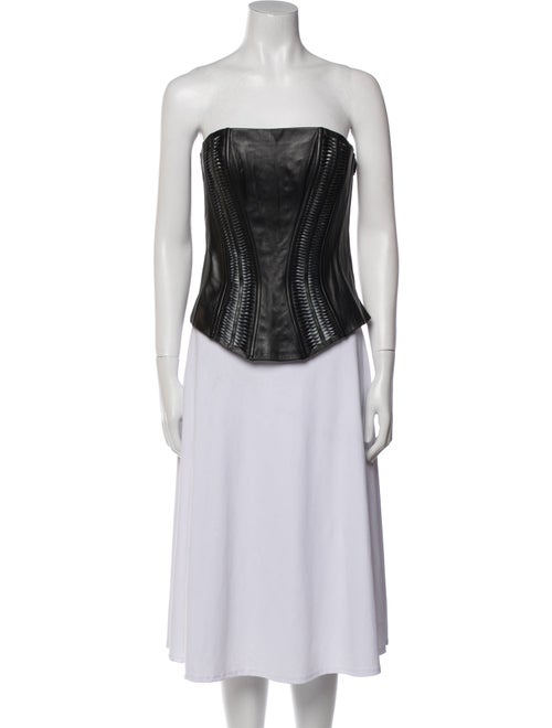 Jitrois Leather Strapless Crop Top