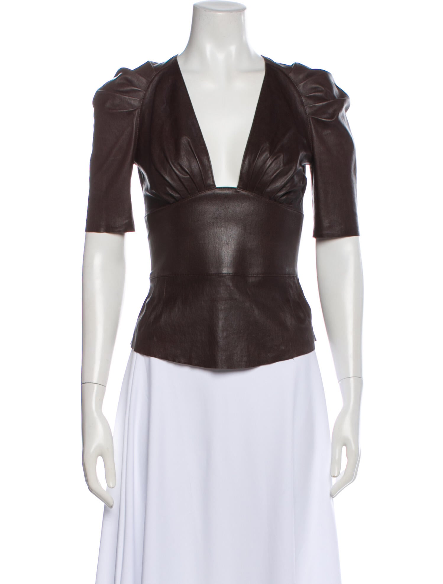 Jitrois Lamb Leather V-Neck Top
