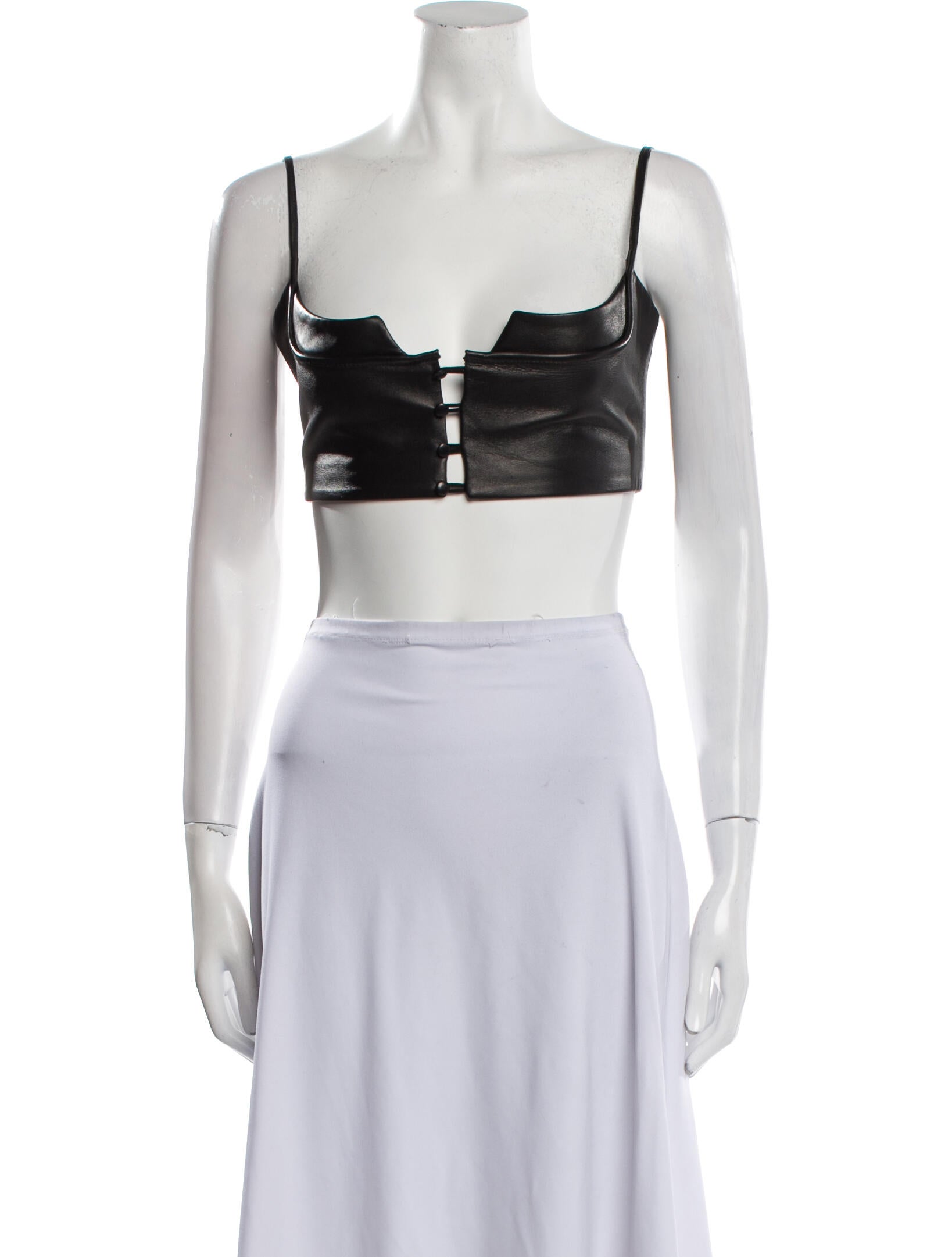 J6 Leather Square Neckline Crop Top