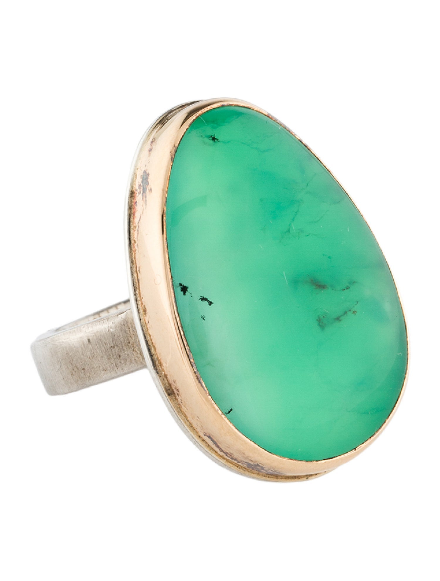 Jamie Joseph Chrysoprase Two-Tone Cocktail Ring