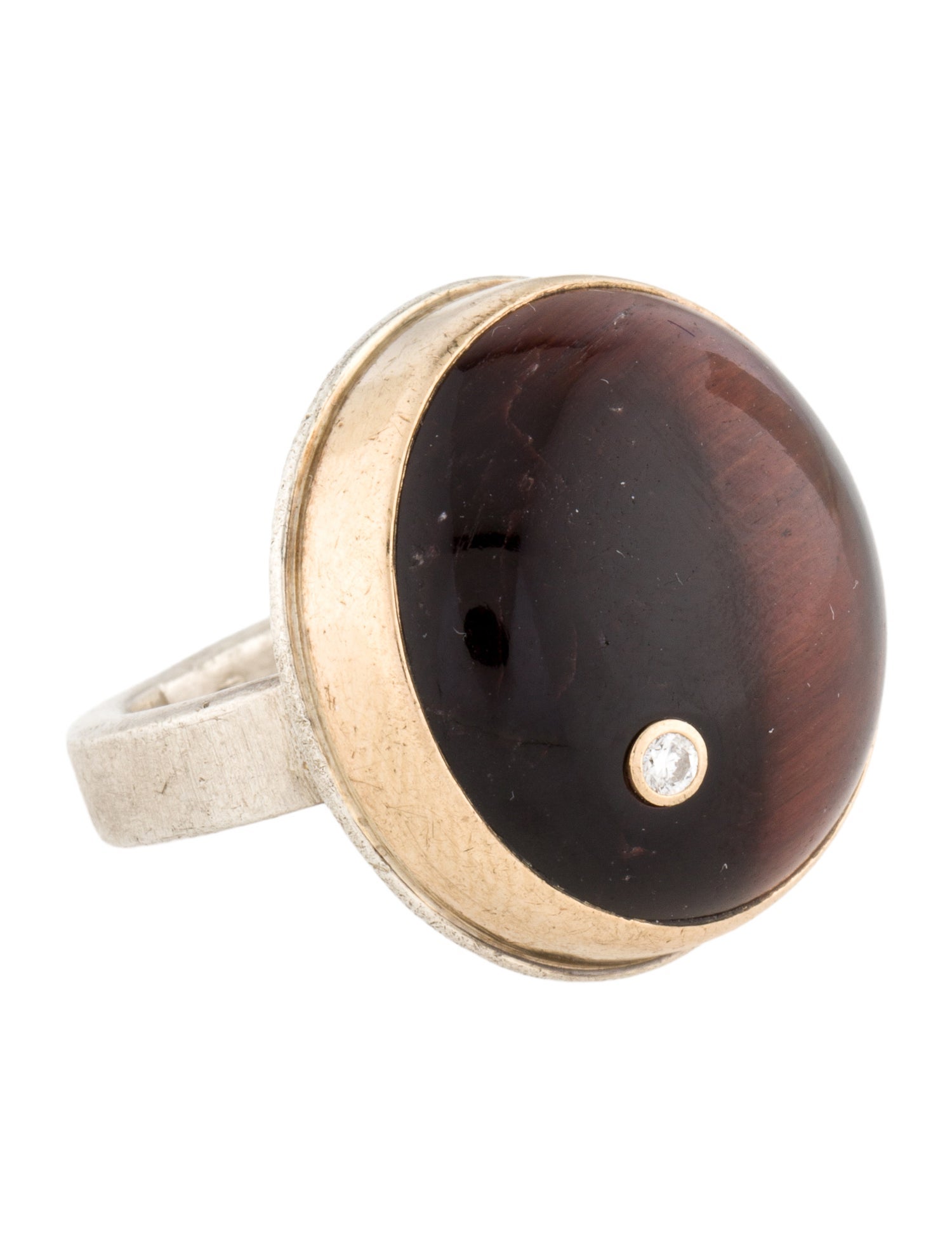 Jamie Joseph Tiger's Eye Quartz & Diamond Cocktail Ring