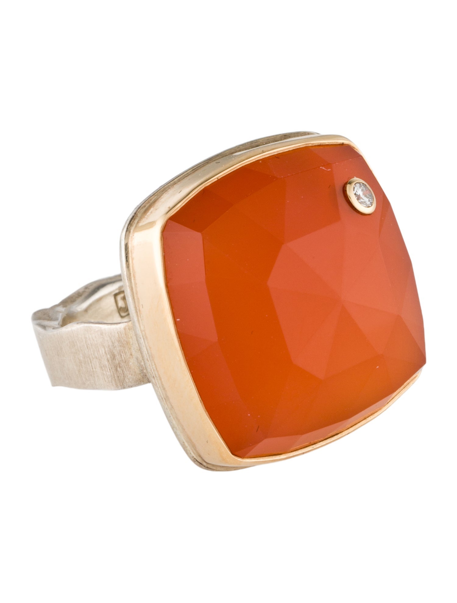 Jamie Joseph Carnelian & Diamond Square Ring