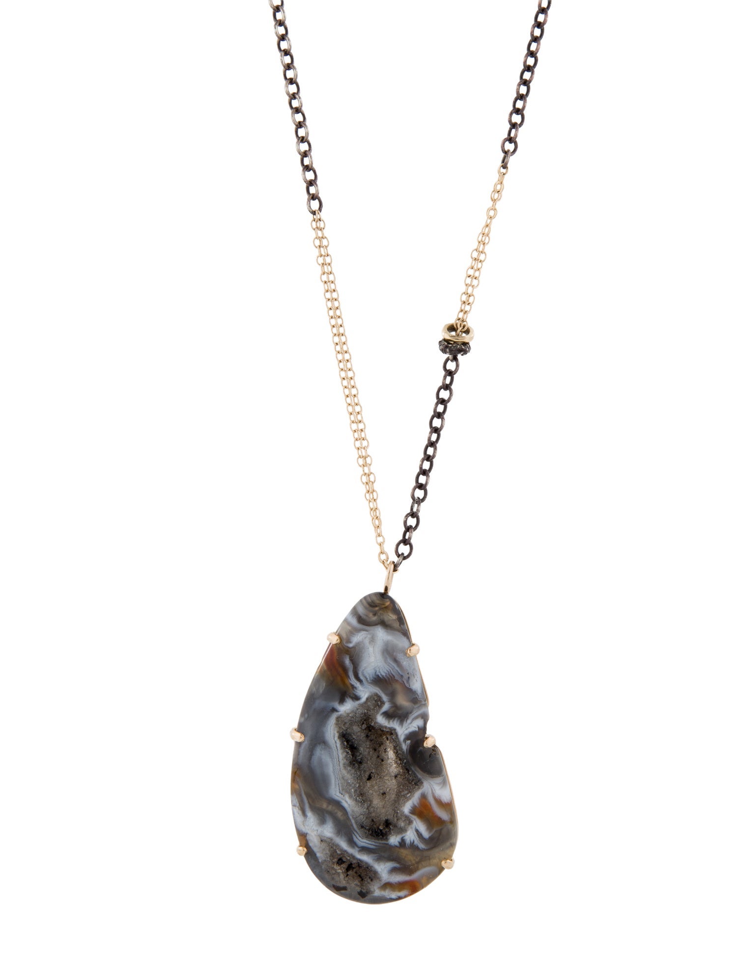 Jamie Joseph Agate & Diamond Two Tone Pendant Necklace