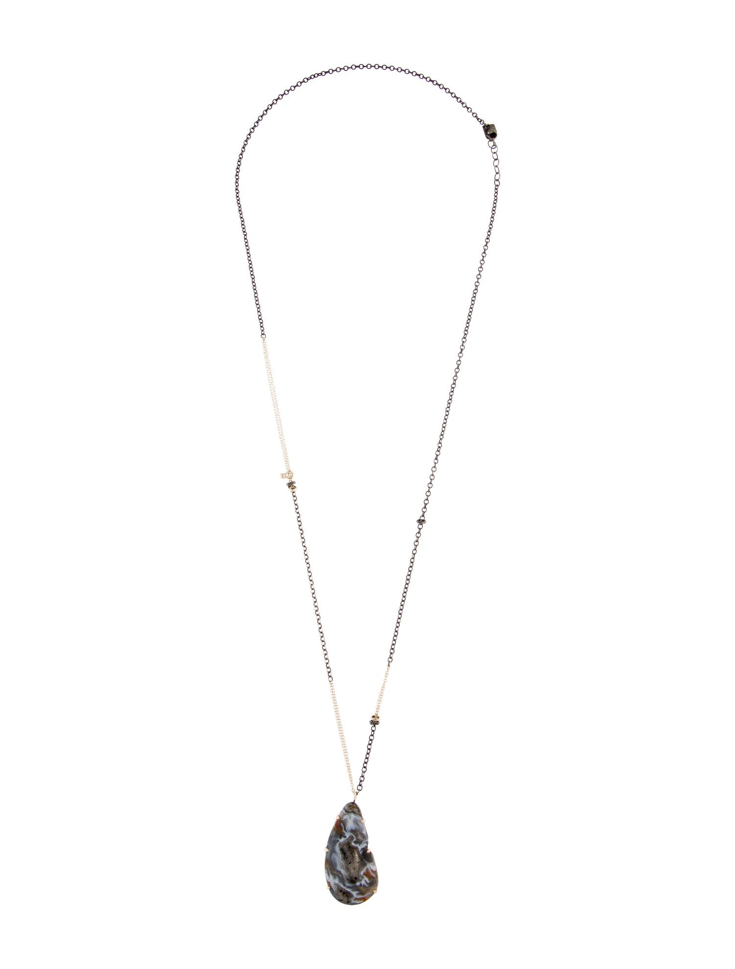 Jamie Joseph Agate & Diamond Two Tone Pendant Necklace