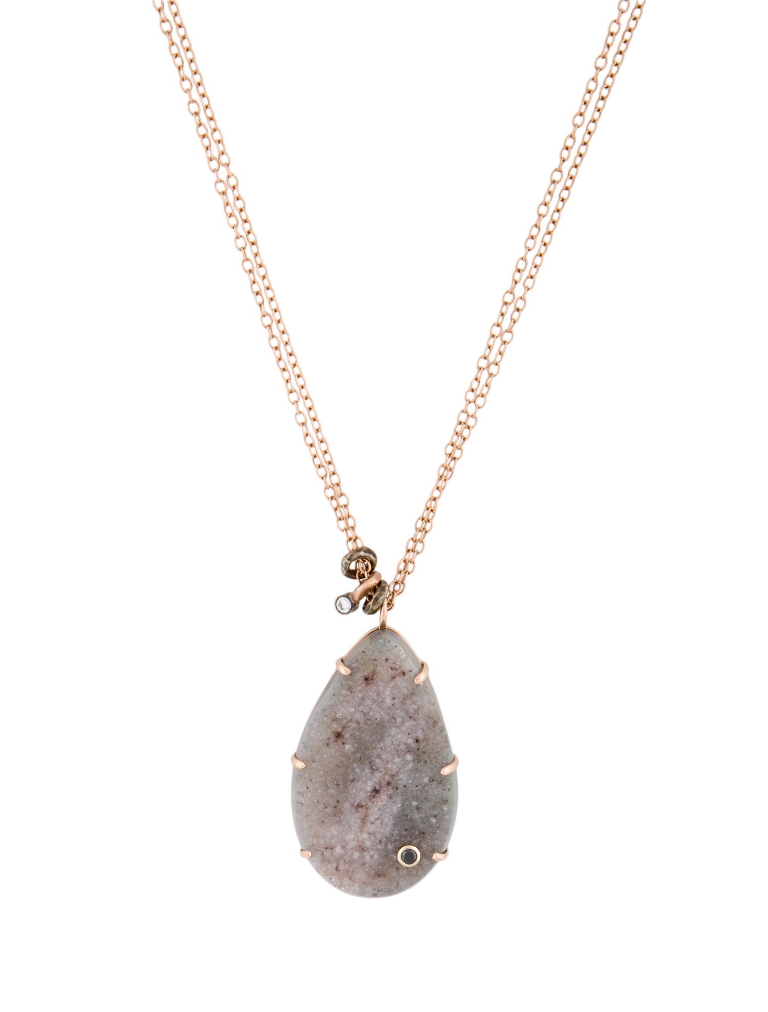 Jamie Joseph 14K Druzy & Diamond Charm Pendant Necklace