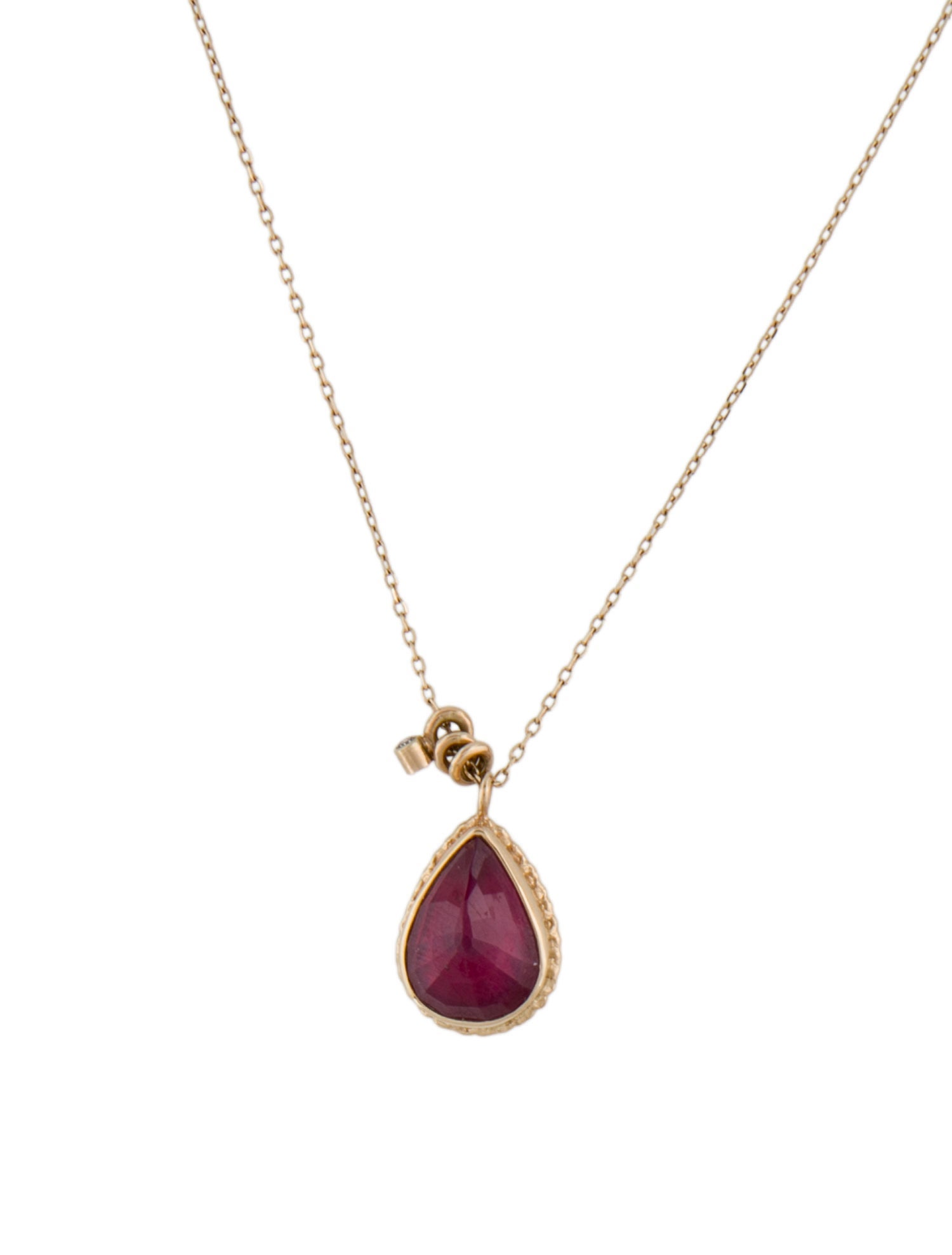 Jamie Joseph 14K Glass-Filled Ruby & Diamond Teardrop Pendant Necklace