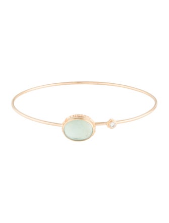 Jamie Joseph 14K Prehnite & Diamond Bangle Bracelet