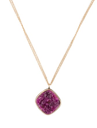 Jamie Joseph Pink Druzy Pendant Necklace