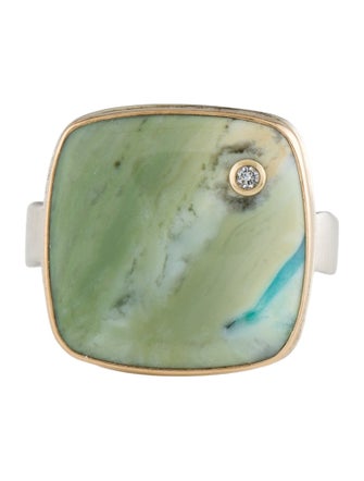 Jamie Joseph Fossilized Opalized Wood & Diamond Cocktail Ring