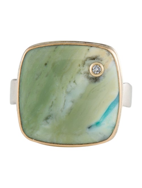 Jamie Joseph Fossilized Opalized Wood & Diamond Cocktail Ring