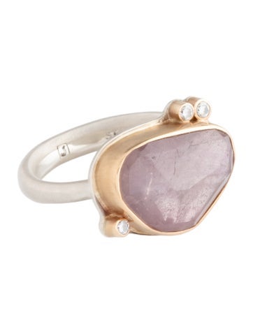 Pre-owned Jamie Joseph Sapphire & Diamond Two-tone Cocktail Ring In Multi