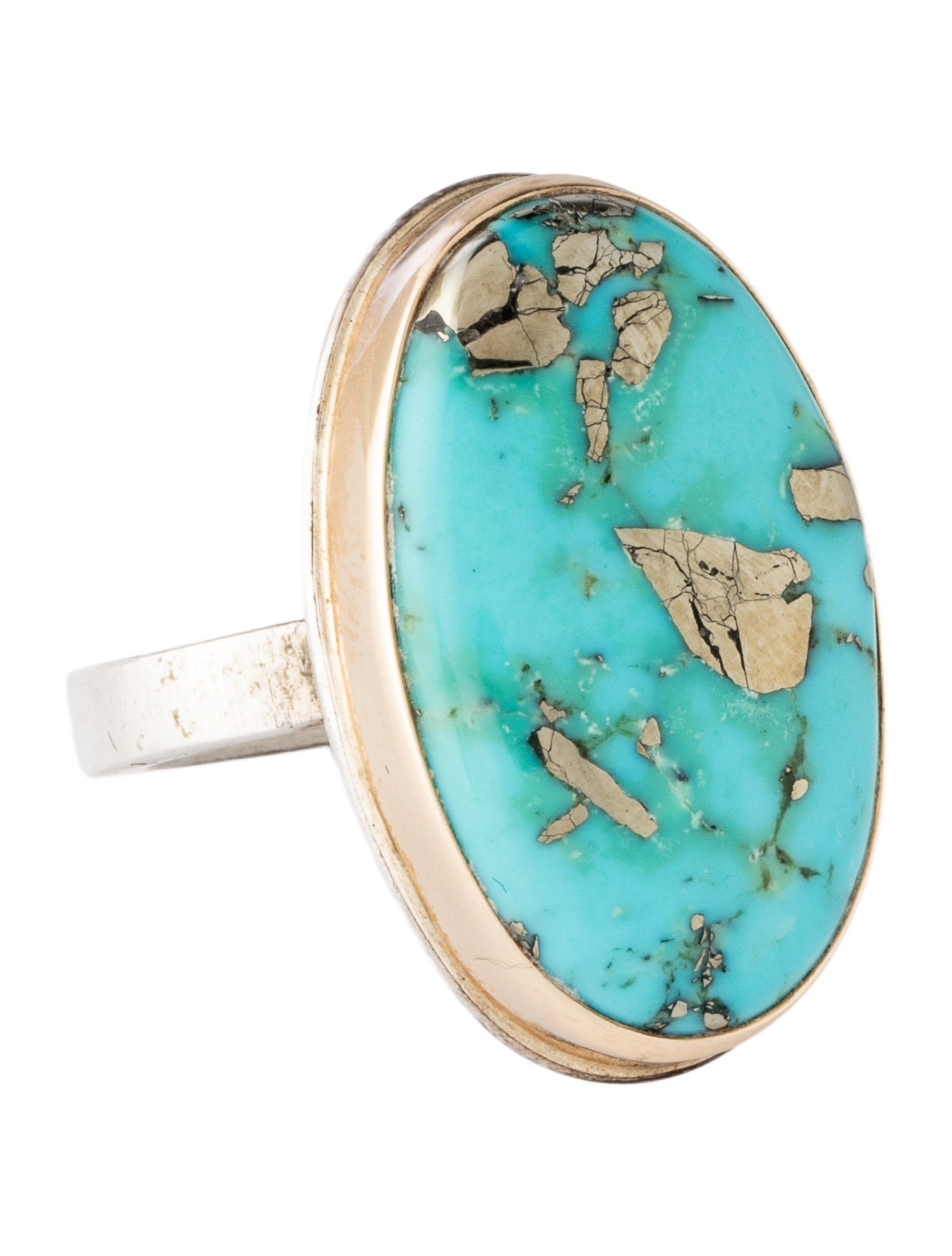 Jamie Joseph Turquoise Two-Tone Cocktail Ring