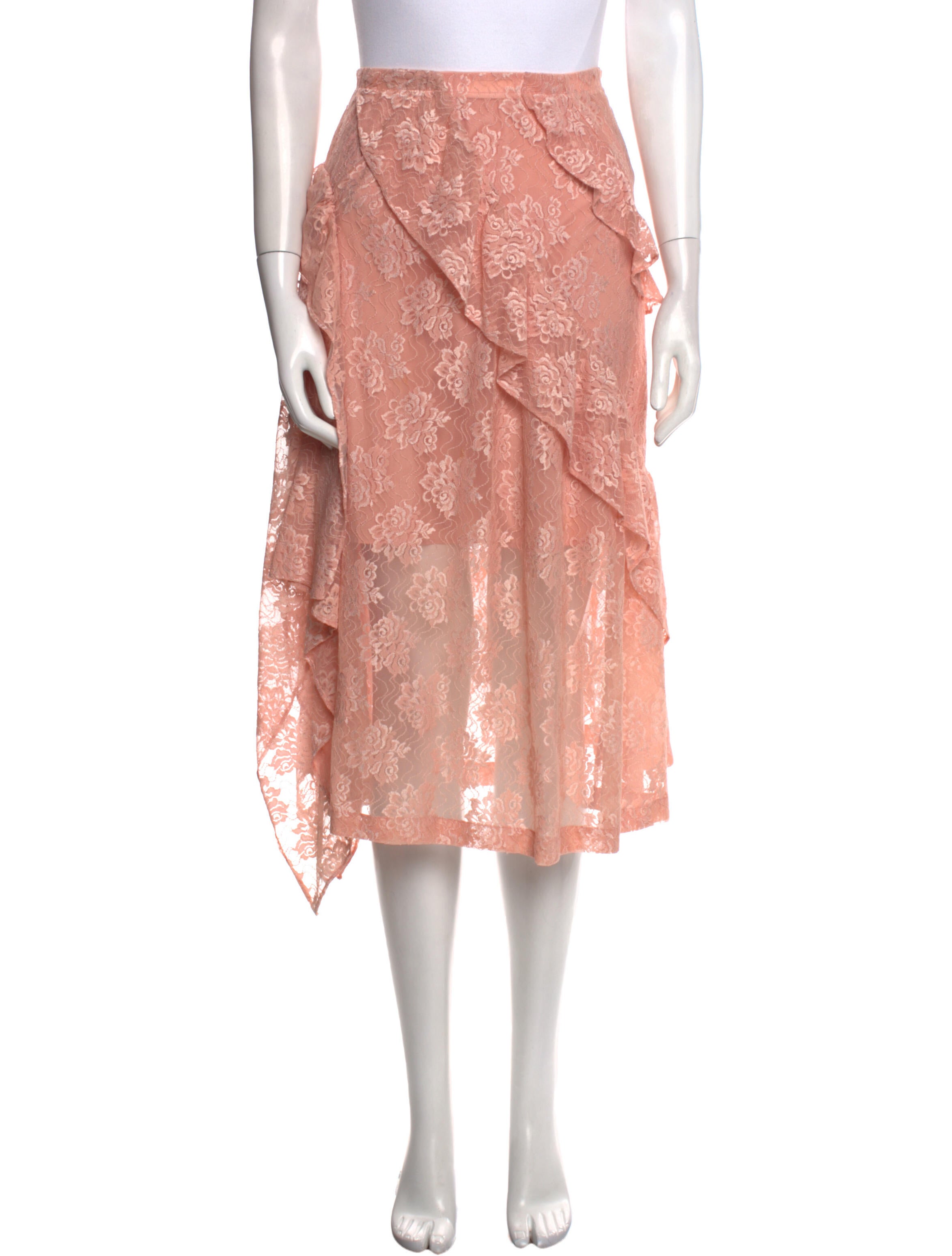 J Koo Lace Pattern Midi Length Skirt