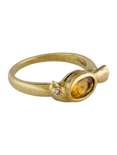 Julius Cohen 18K Citrine & Diamond Bird Cocktail Ring
