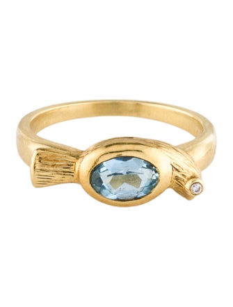 Julius Cohen 18K Aquamarine & Diamond Bird Ring