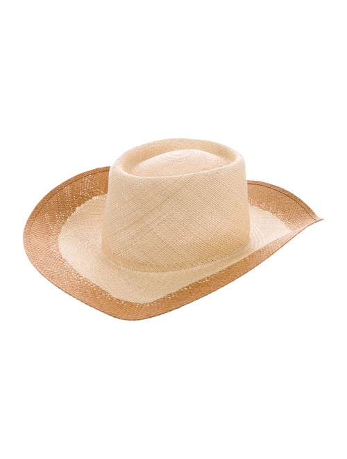 Janessa Leone Straw Wide Brim Hat Tan