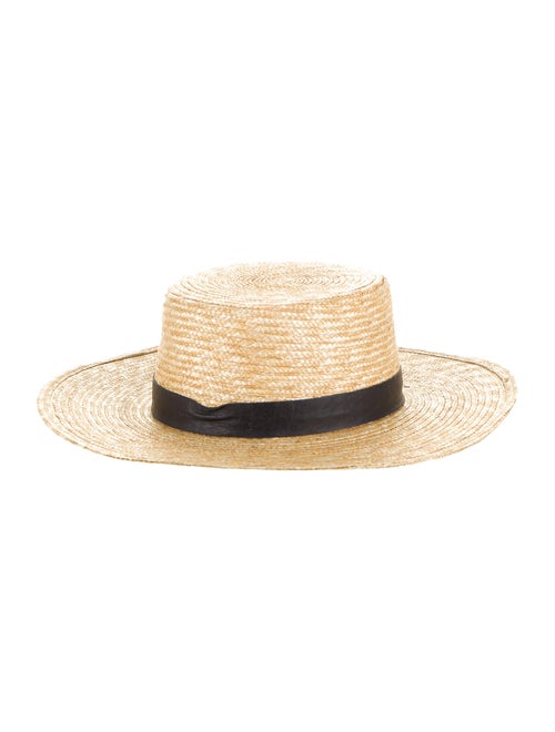 Janessa Leone Straw Boater Hat Tan