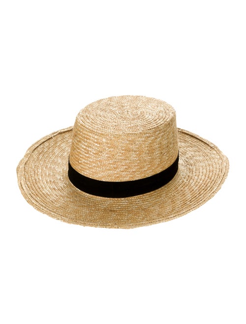 Janessa Leone Straw Wide Brim Hat Tan
